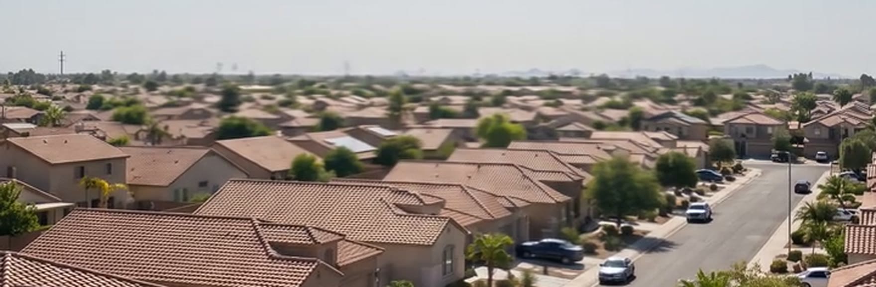 Tile roofs across a Phoenix Valley neighbourhood